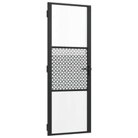 vidaXL Porta Interna Nero 76 x 201.5 cm Vetro temperato, Alluminio
