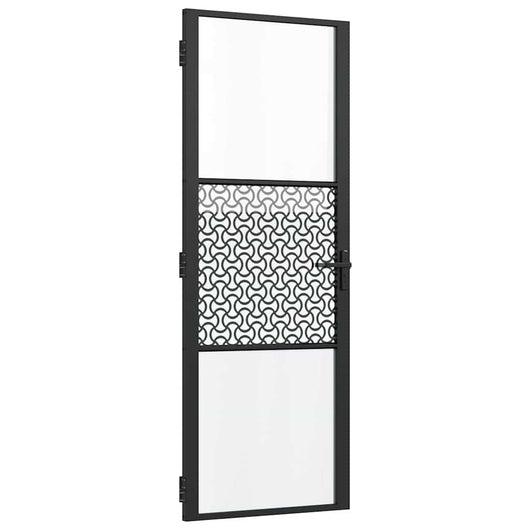 vidaXL Porta Interna Nero 76 x 201.5 cm Vetro temperato, Alluminio