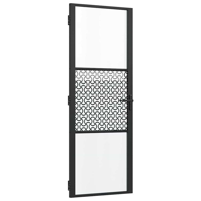 vidaXL Porta Interna Nero 76 x 201.5 cm Vetro temperato, Alluminio