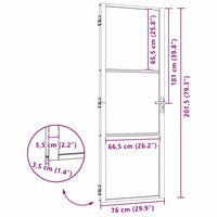 vidaXL Porta Interna Nero 76 x 201.5 cm Vetro temperato, Alluminio