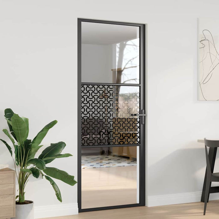 vidaXL Porta Interna Nero 83 x 201.5 cm Vetro temperato, Alluminio