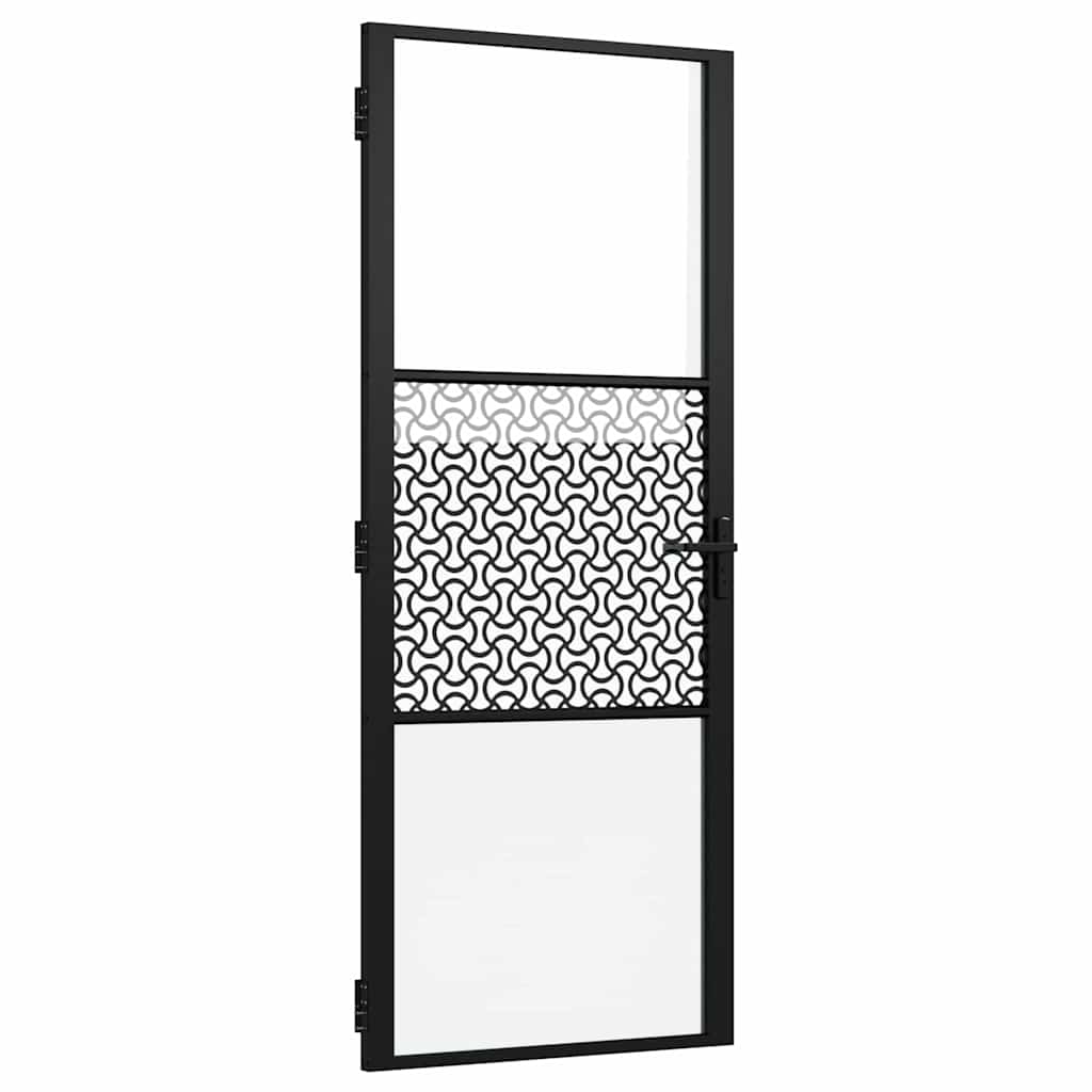 vidaXL Porta Interna Nero 83 x 201.5 cm Vetro temperato, Alluminio