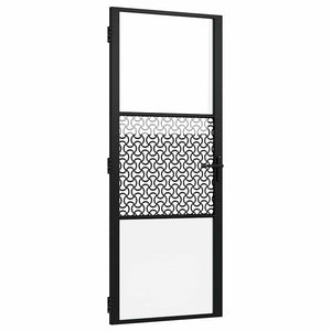 vidaXL Porta Interna Nero 83 x 201.5 cm Vetro temperato, Alluminio