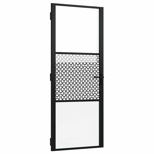 vidaXL Porta Interna Nero 83 x 201.5 cm Vetro temperato, Alluminio