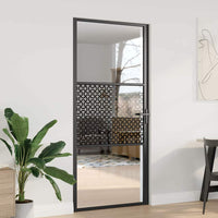 vidaXL Porta Interna Nero 93 x 201.5 cm Vetro temperato, Alluminio