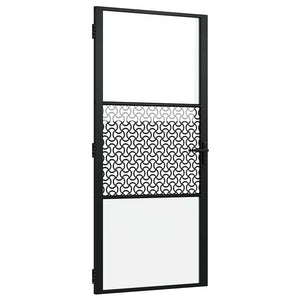 vidaXL Porta Interna Nero 93 x 201.5 cm Vetro temperato, Alluminio