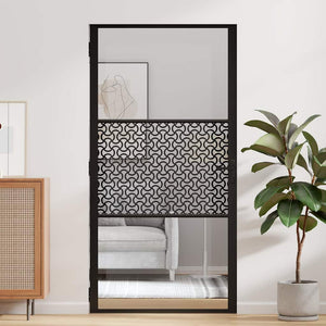 vidaXL Porta Interna Nero 102.5 x 201.5 cm Vetro temperato, Alluminio