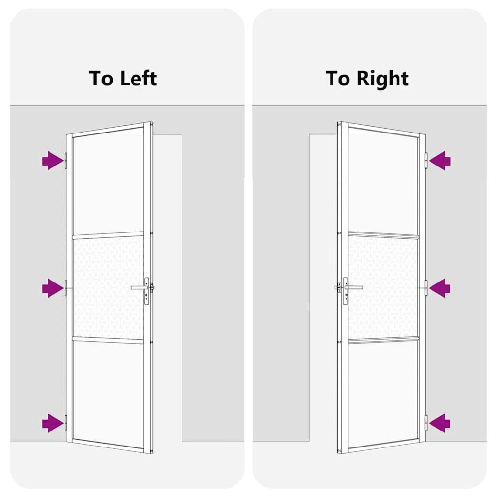 Porta Interna Nero 102.5 x 201.5 cm Vetro temperato e alluminio 42012452
