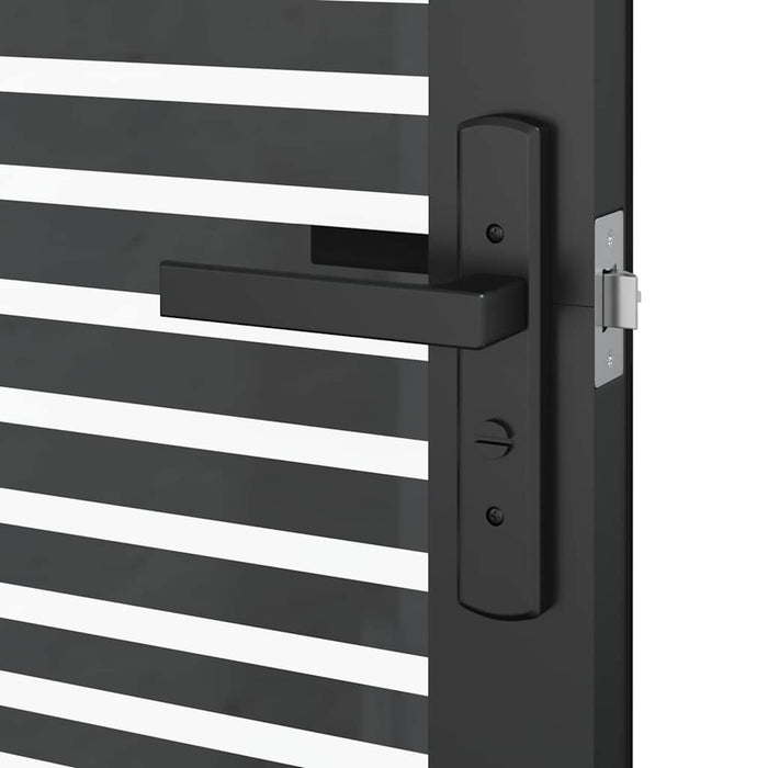 Porta Interna Nero 76 x 201.5 cm Vetro temperato, Alluminio 42012453