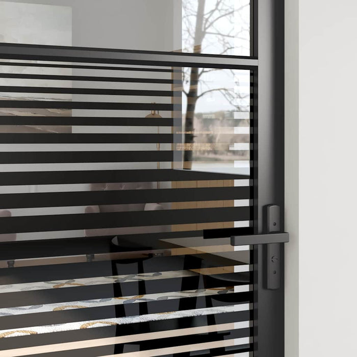 Porta Interna Nero 76 x 201.5 cm Vetro temperato, Alluminio 42012453