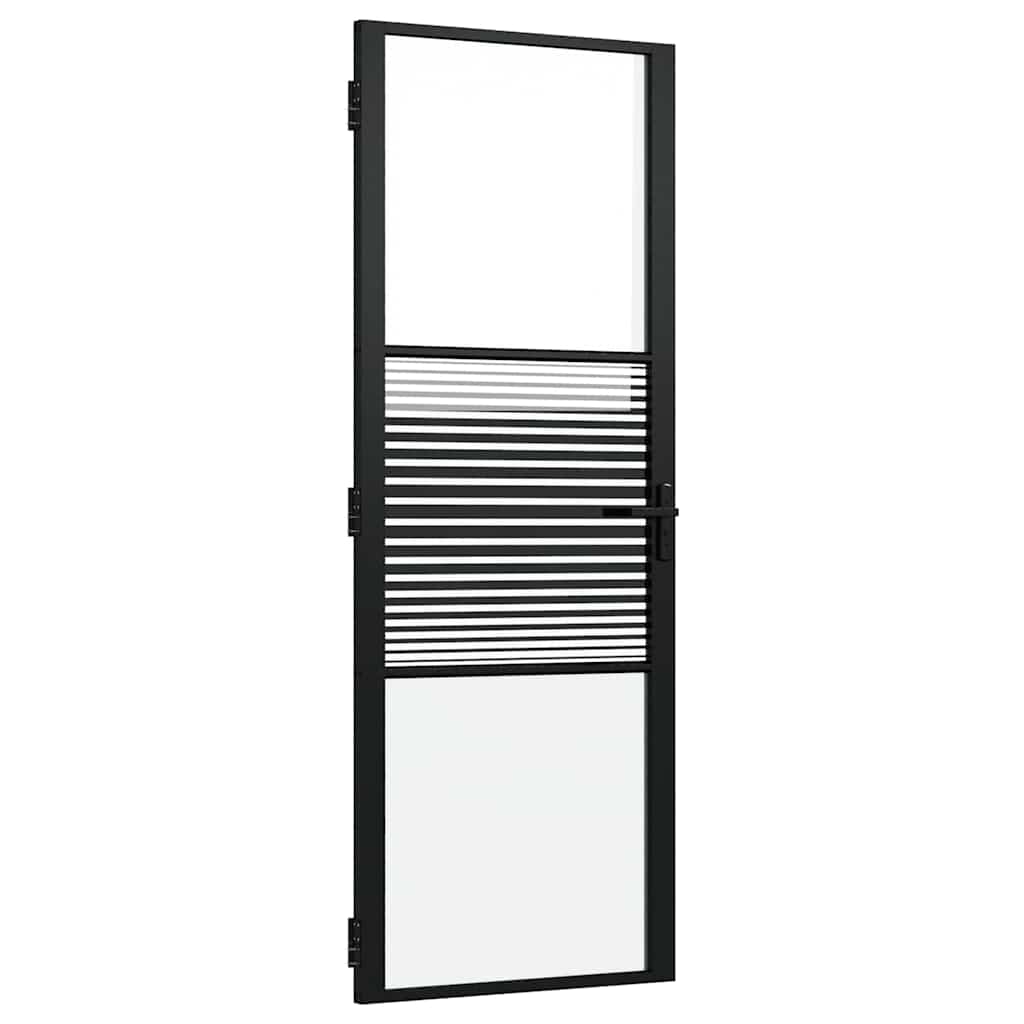 vidaXL Porta Interna Nero 76 x 201.5 cm Vetro temperato, Alluminio