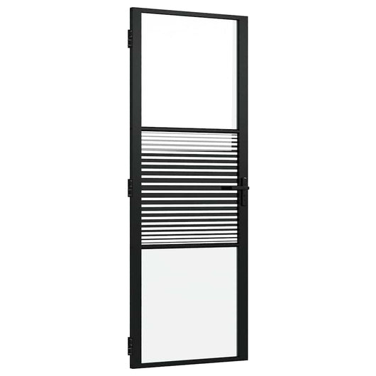 vidaXL Porta Interna Nero 76 x 201.5 cm Vetro temperato, Alluminio