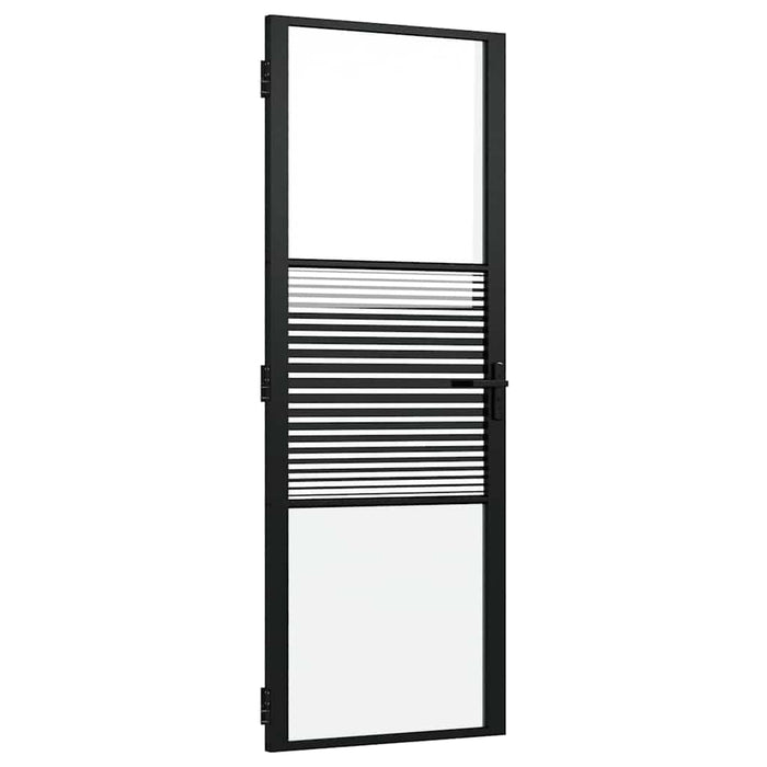vidaXL Porta Interna Nero 76 x 201.5 cm Vetro temperato, Alluminio