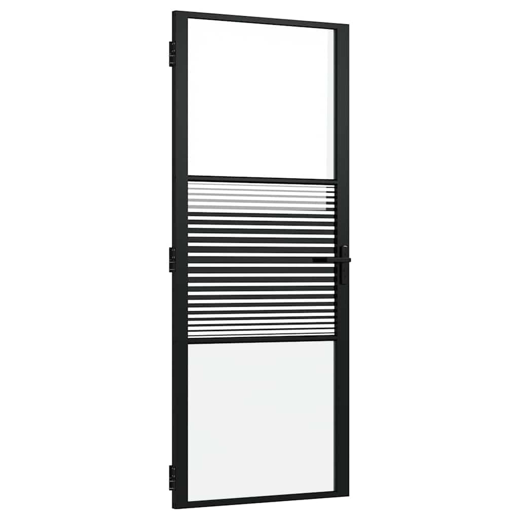 vidaXL Porta Interna Nero 83 x 201.5 cm Vetro temperato, Alluminio