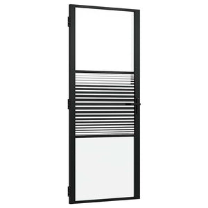 Porta Interna Nero 83 x 201.5 cm Vetro temperato, Alluminio 42012454