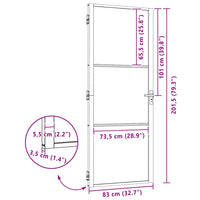 vidaXL Porta Interna Nero 83 x 201.5 cm Vetro temperato, Alluminio