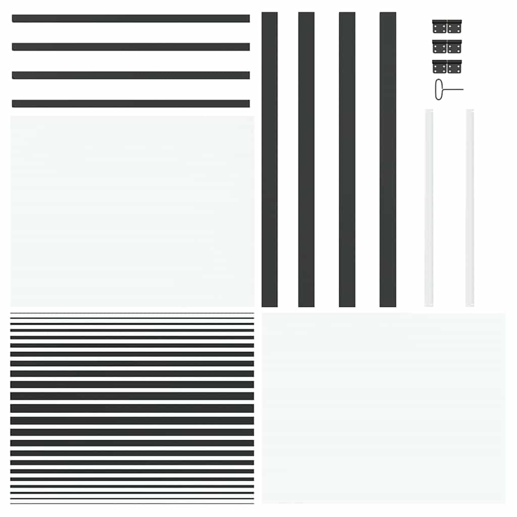 vidaXL Porta Interna Nero 93 x 201.5 cm Vetro temperato, Alluminio