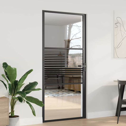 vidaXL Porta Interna Nero 93 x 201.5 cm Vetro temperato, Alluminio
