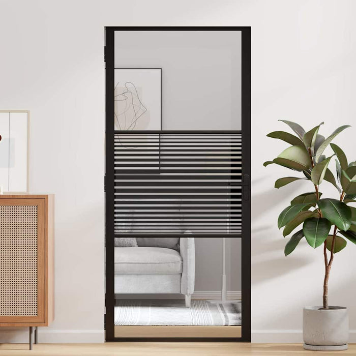 vidaXL Porta Interna Nero 93 x 201.5 cm Vetro temperato, Alluminio