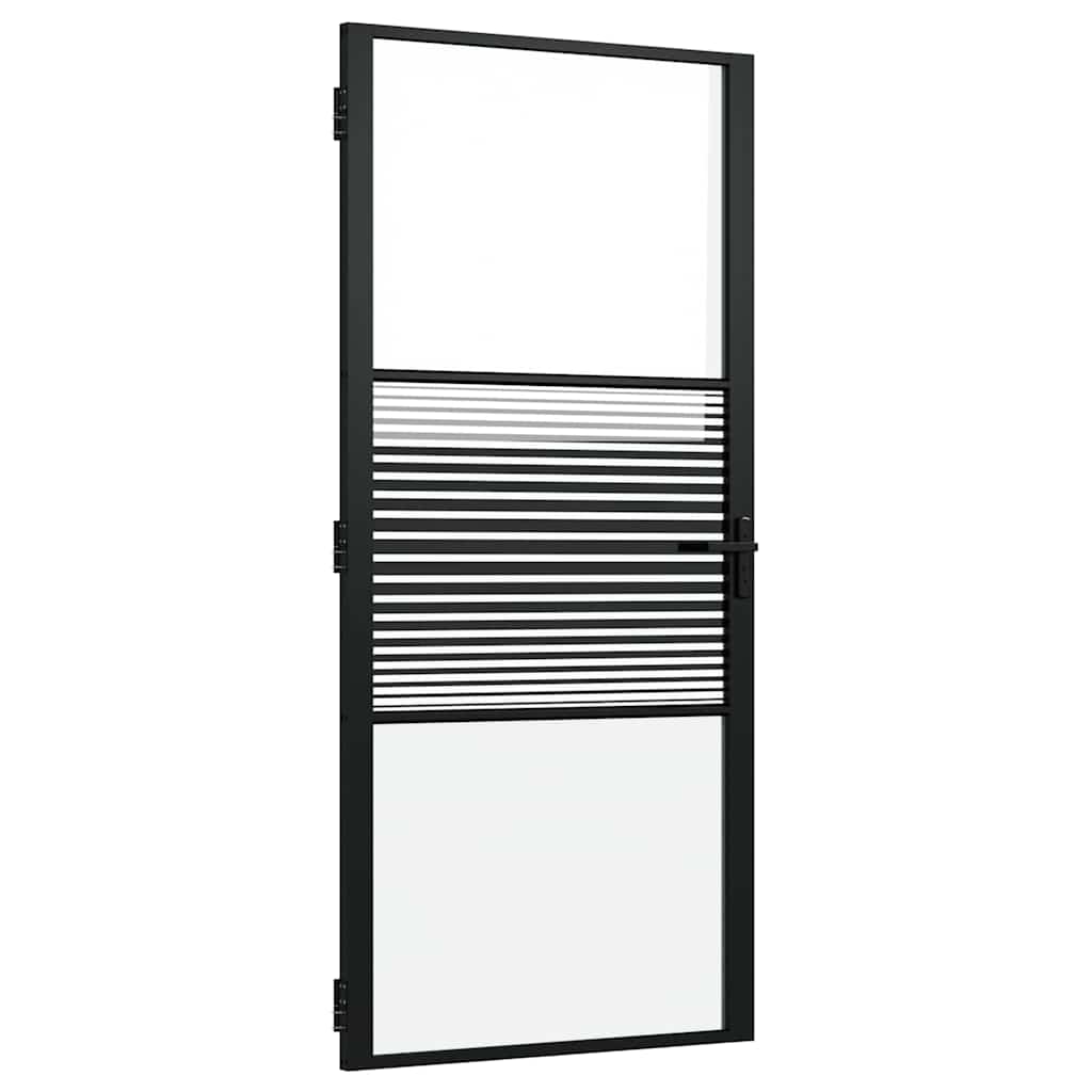 vidaXL Porta Interna Nero 93 x 201.5 cm Vetro temperato, Alluminio