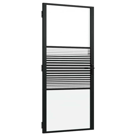 vidaXL Porta Interna Nero 93 x 201.5 cm Vetro temperato, Alluminio