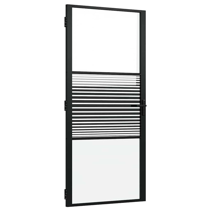 Porta Interna Nero 93 x 201.5 cm Vetro temperato, Alluminio 42012455