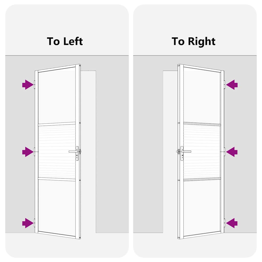 vidaXL Porta Interna Nero 93 x 201.5 cm Vetro temperato, Alluminio