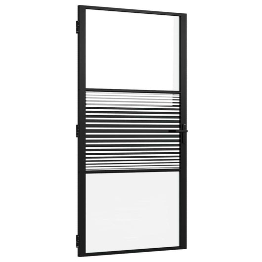 vidaXL Porta Interna Nero 102.5 x 201.5 cm Vetro temperato, Alluminio
