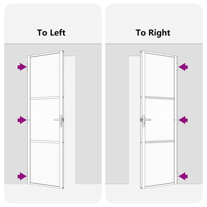 Porta Interna Nero 102.5 x 201.5 cm Vetro temperato e alluminio 42012456