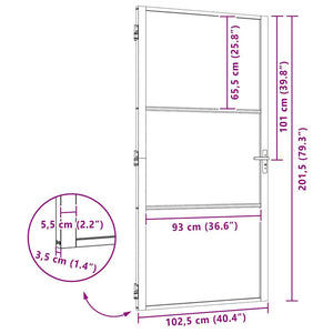vidaXL Porta Interna Nero 102.5 x 201.5 cm Vetro temperato, Alluminio