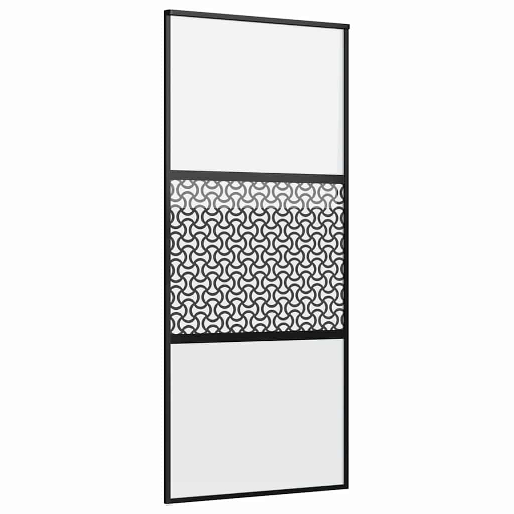 vidaXL Porta scorrevole Nero 90 x 205 cm Vetro temperato, Alluminio