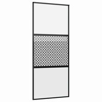 vidaXL Porta scorrevole Nero 90 x 205 cm Vetro temperato, Alluminio