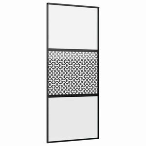 vidaXL Porta scorrevole Nero 90 x 205 cm Vetro temperato, Alluminio