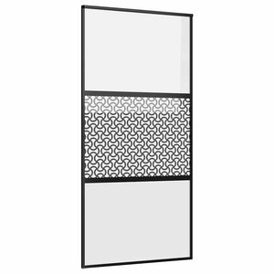 vidaXL Porta scorrevole Nero 102.5 x 205 cm Vetro temperato, Alluminio