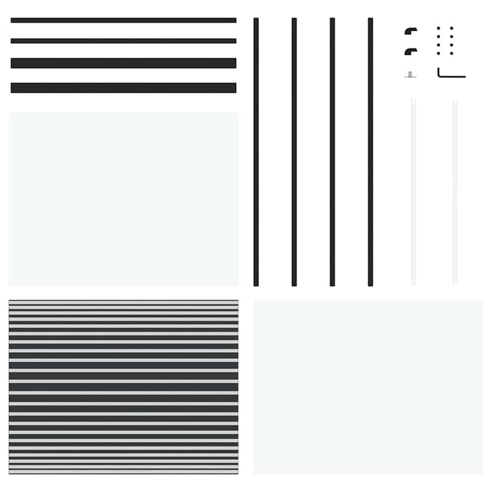 vidaXL Porta scorrevole Nero 90 x 205 cm Vetro temperato, Alluminio