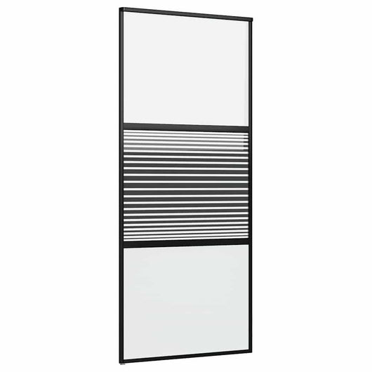 vidaXL Porta scorrevole Nero 90 x 205 cm Vetro temperato, Alluminio