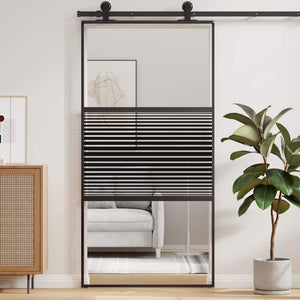 vidaXL Porta scorrevole Nero 102.5 x 205 cm Vetro temperato, Alluminio