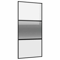 vidaXL Porta scorrevole Nero 102.5 x 205 cm Vetro temperato, Alluminio