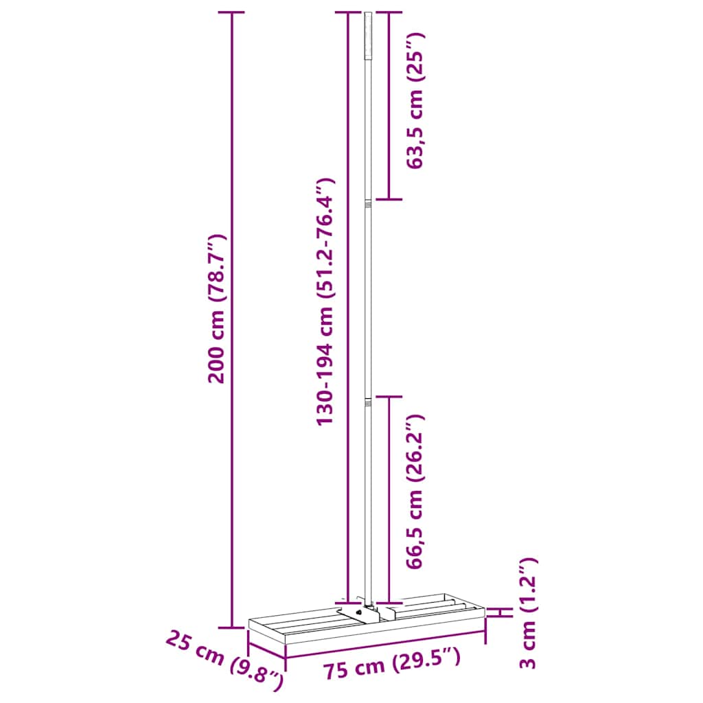 vidaXL Livellatore da Giardino 75 x 25 x 200 cm