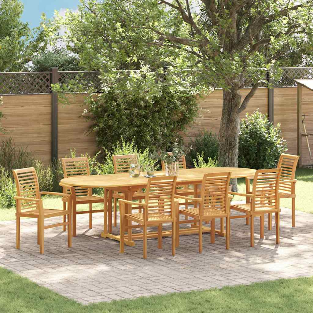 Set da Pranzo per Giardino 9 pcs Marrone 280 x 100 x 75 cm 3383945