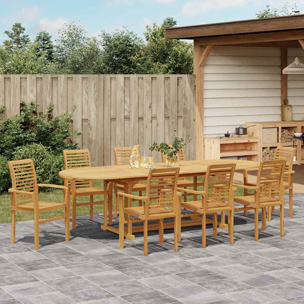 Set da Pranzo per Giardino 9 pcs Marrone 280 x 100 x 75 cm 3383945