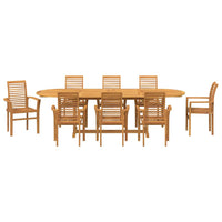 Set da Pranzo per Giardino 9 pcs Marrone 280 x 100 x 75 cm 3383945