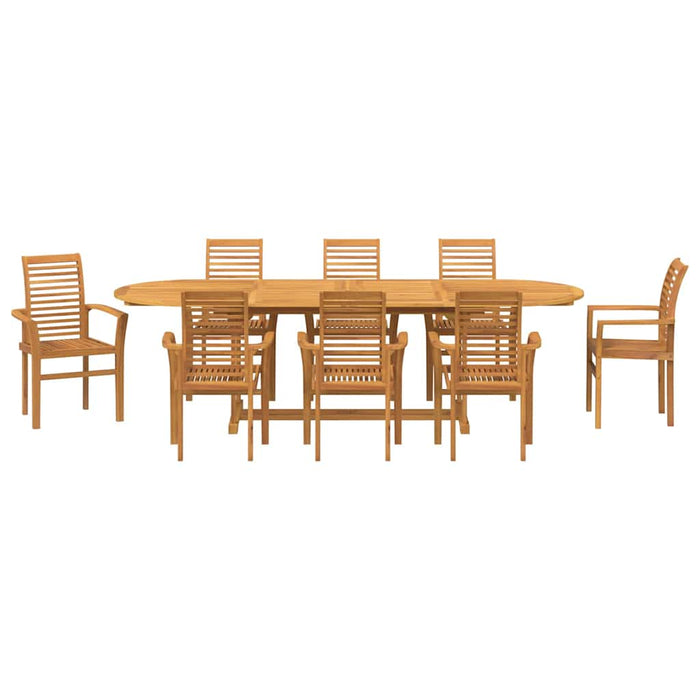 Set da Pranzo per Giardino 9 pcs Marrone 280 x 100 x 75 cm 3383945