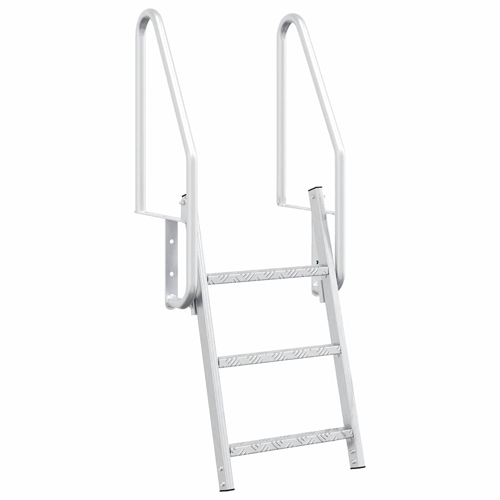 vidaXL Scala da Molo 3 Gradini Argento 58 x 77 x 144 cm Alluminio