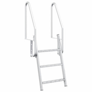 vidaXL Scala da Molo 3 Gradini Argento 58 x 77 x 144 cm Alluminio