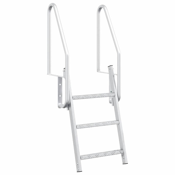 vidaXL Scala da Molo 3 Gradini Argento 58 x 77 x 144 cm Alluminio