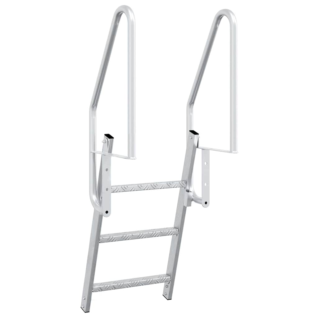 vidaXL Scala da Molo 3 Gradini Argento 58 x 77 x 144 cm Alluminio