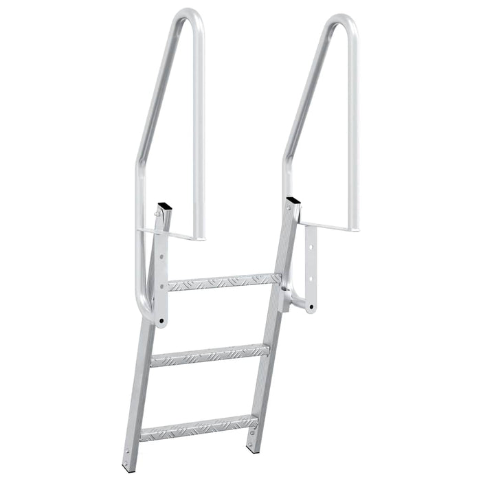 vidaXL Scala da Molo 3 Gradini Argento 58 x 77 x 144 cm Alluminio