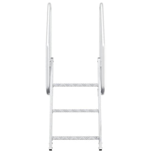 vidaXL Scala da Molo 3 Gradini Argento 58 x 77 x 144 cm Alluminio
