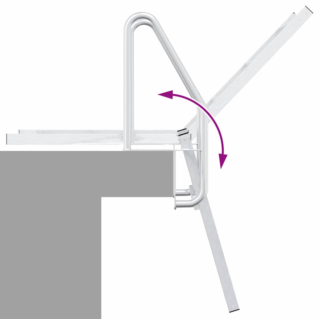 vidaXL Scala da Molo 3 Gradini Argento 58 x 77 x 144 cm Alluminio